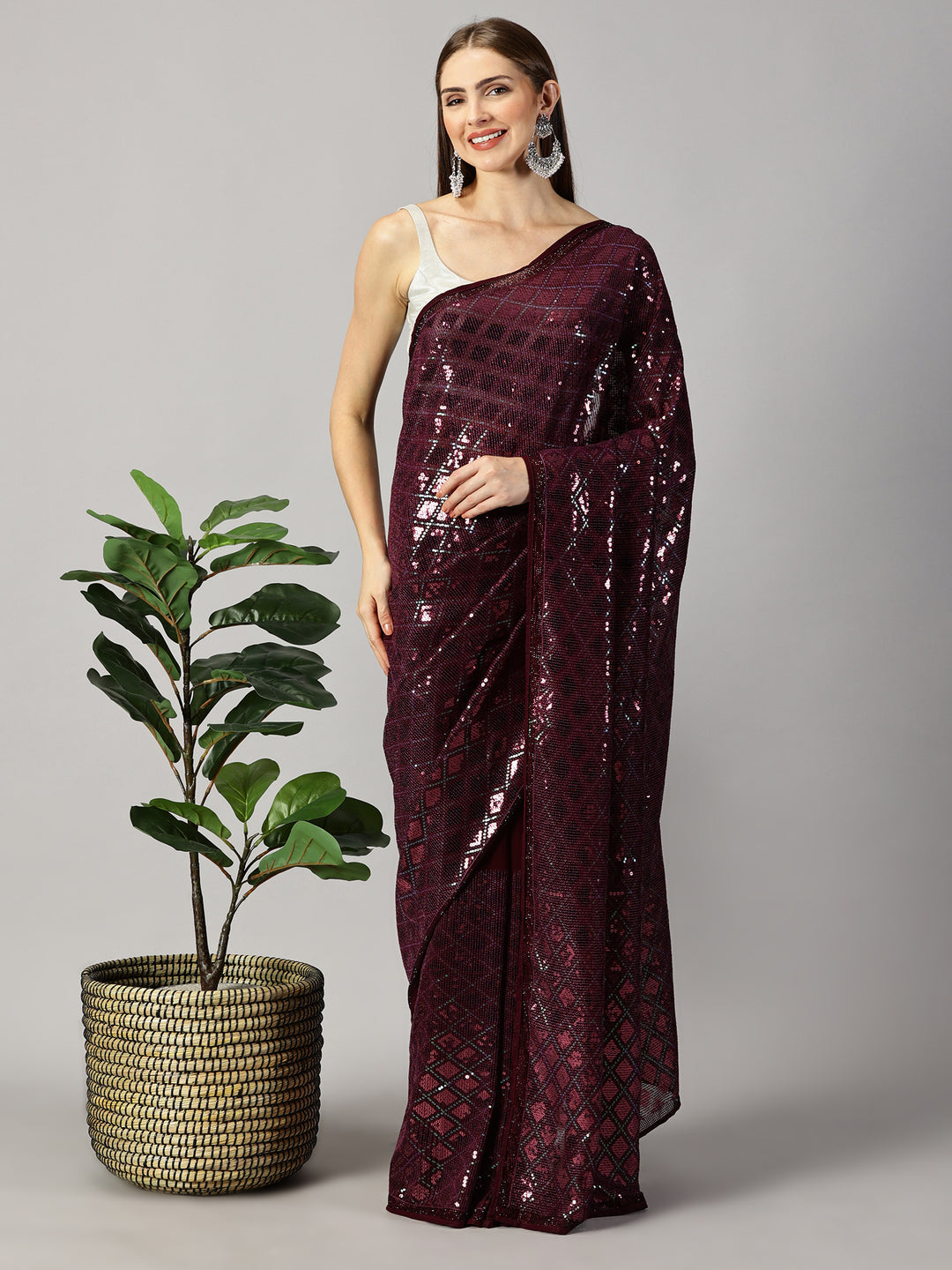 Georgette Sequence Embroidered Saree