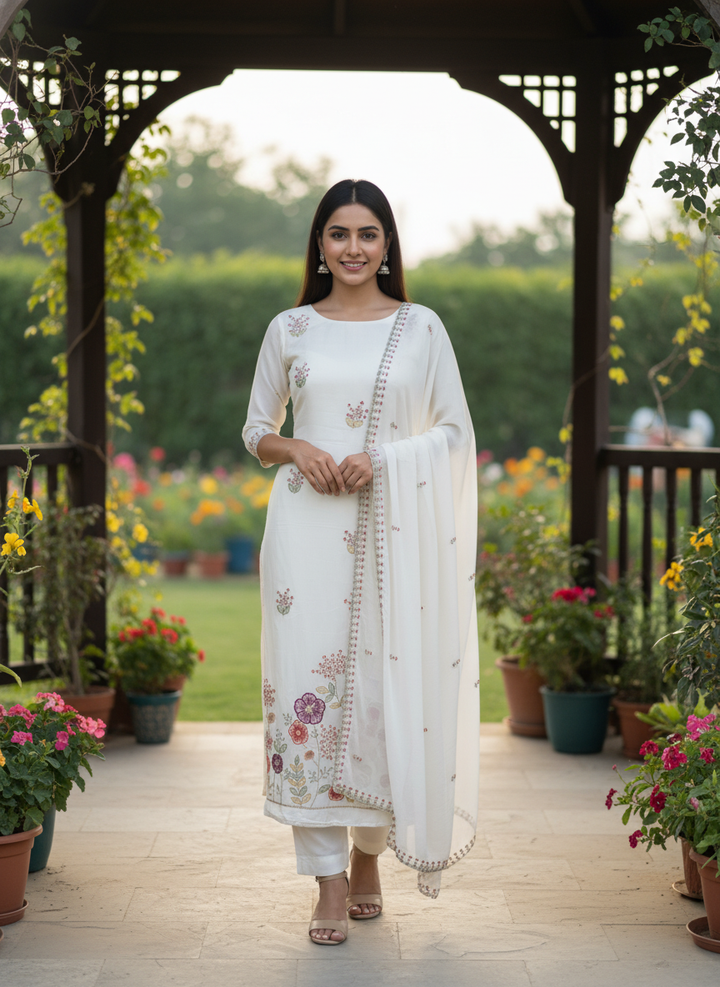 Starlit Sequin Embroidered Crepe Dupatta (53115)