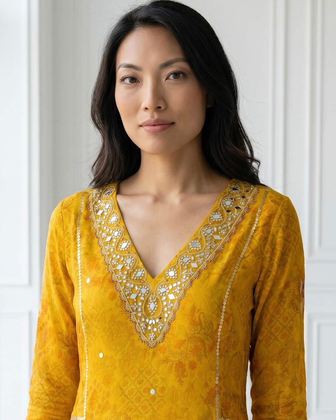 Mustard Crepe Embroidered Dupatta with Heritage Elegance (56081)