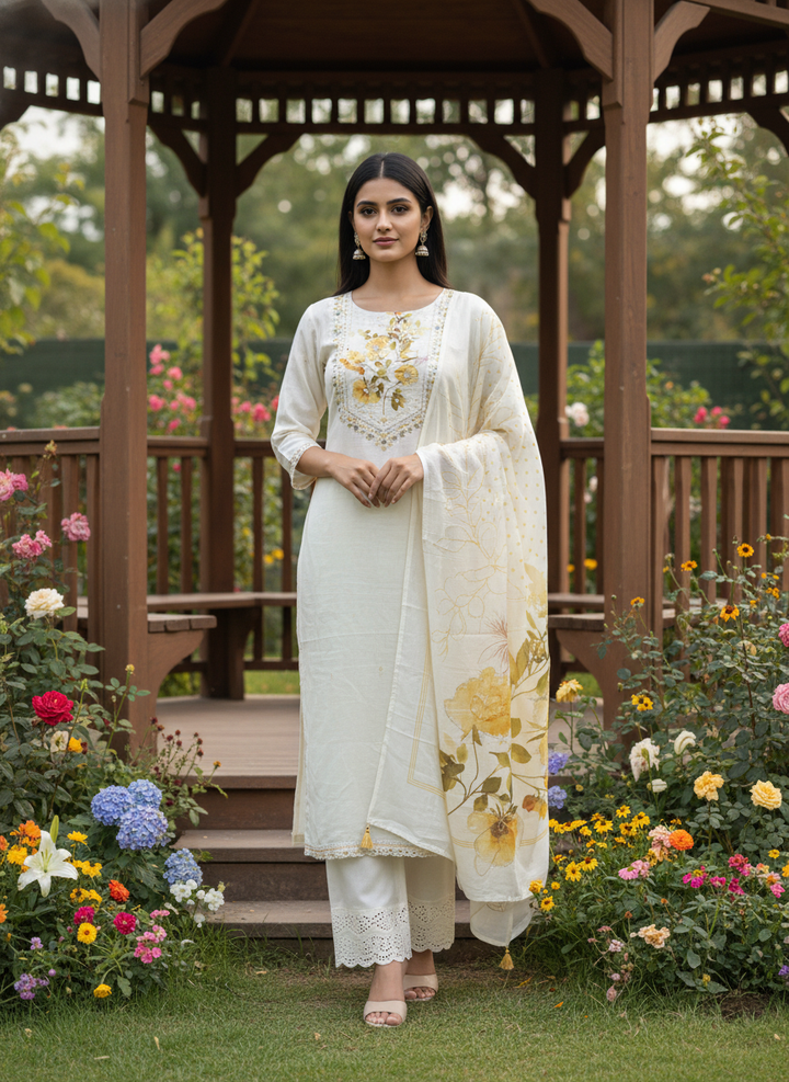 Cream Paisley Muslin for Effortless Elegance (54953)