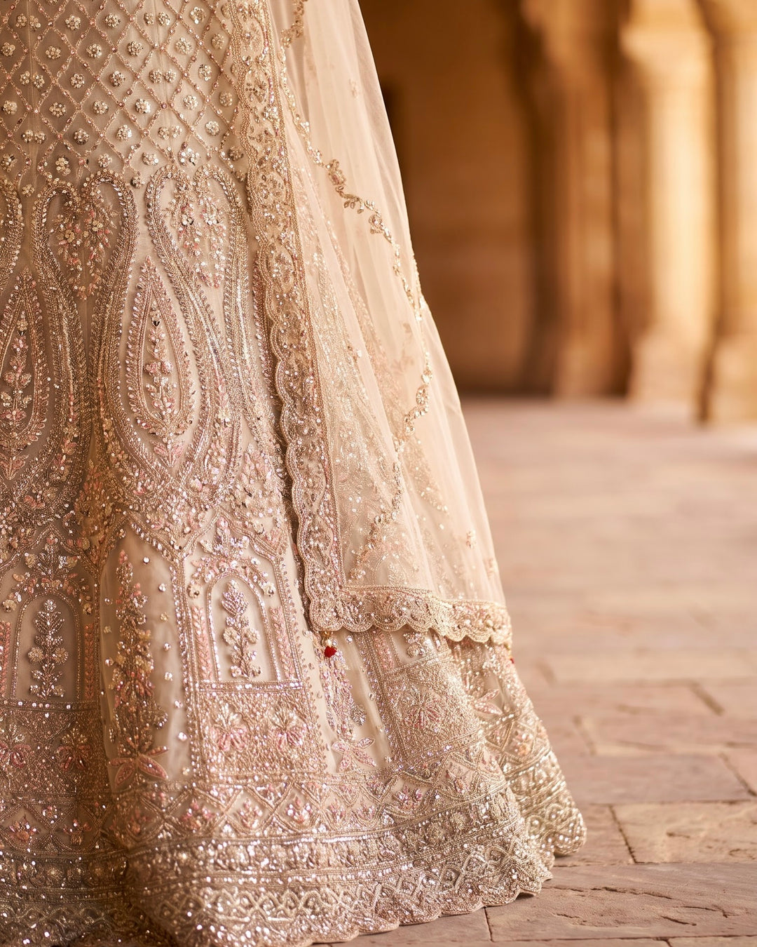 Heritage White Net Embroidered Lehenga (55254)