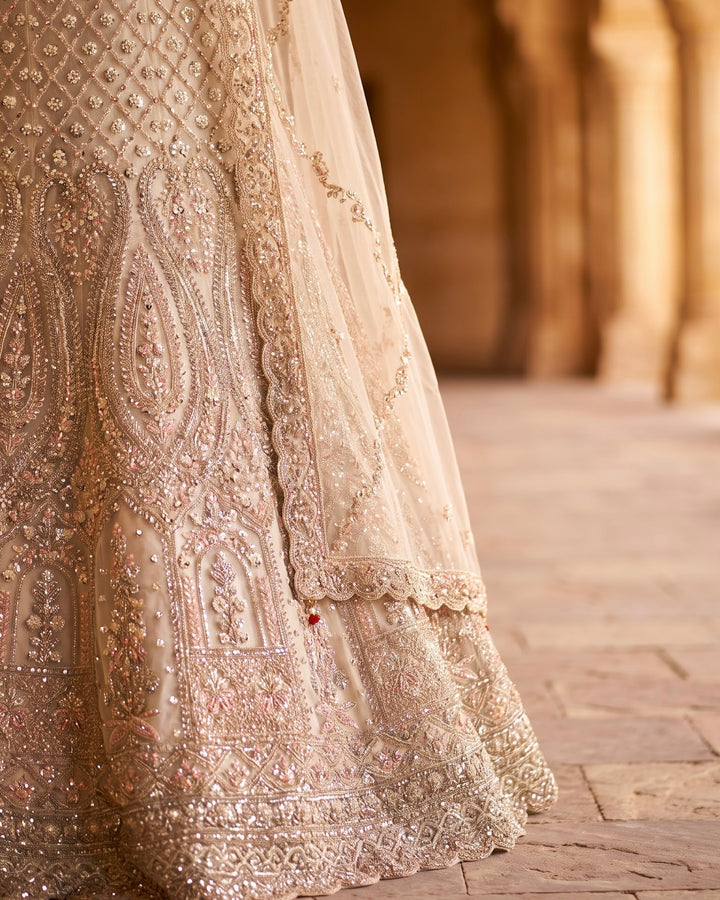 Heritage White Net Embroidered Lehenga (55254)