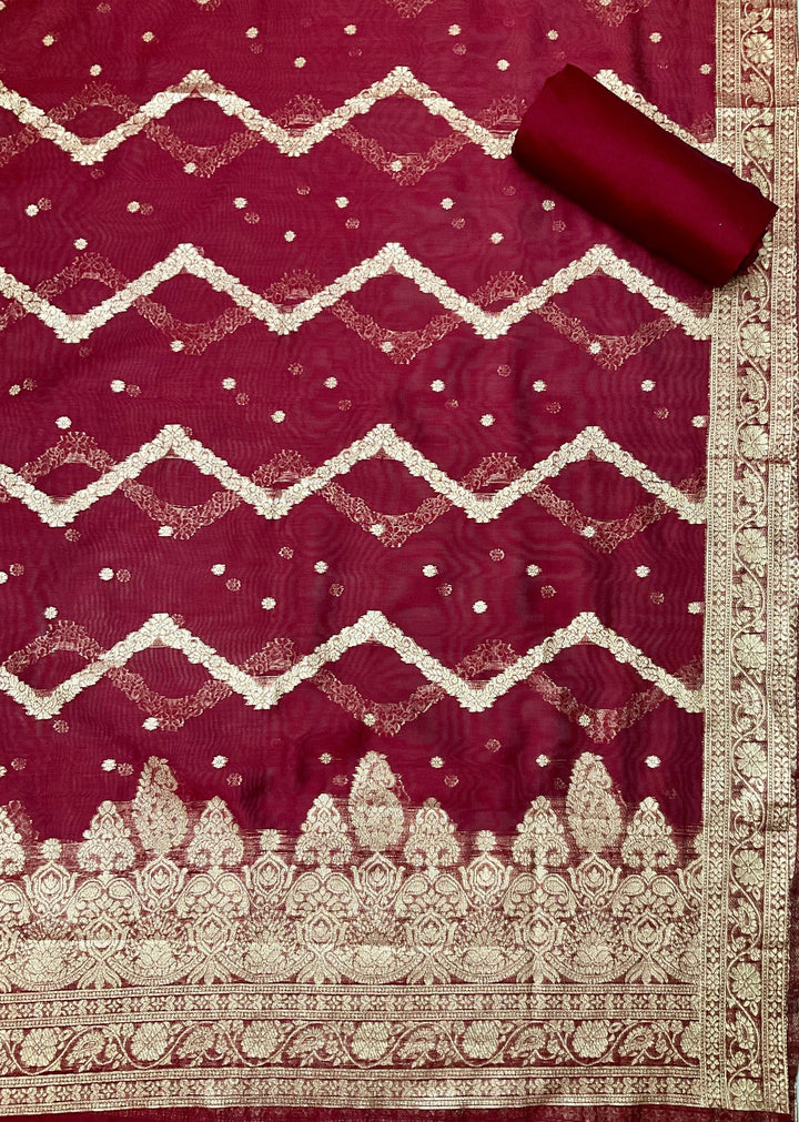 Chanderi Embroidered Unstitched Suit (45329)