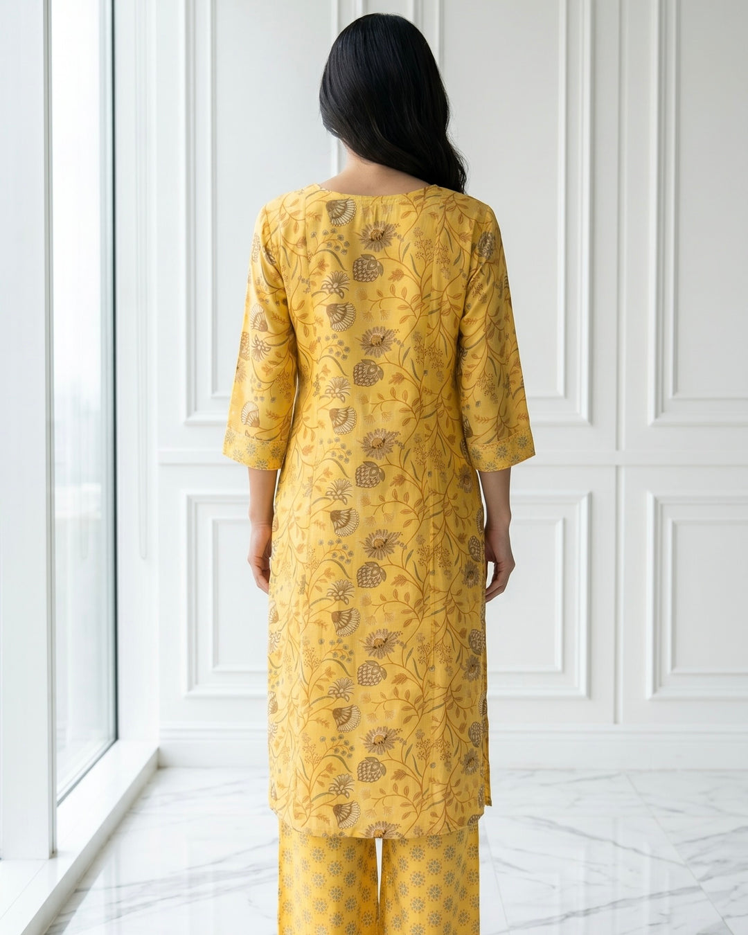 Mustard Georgette Embroidered Festive Palazzo Set (14033)