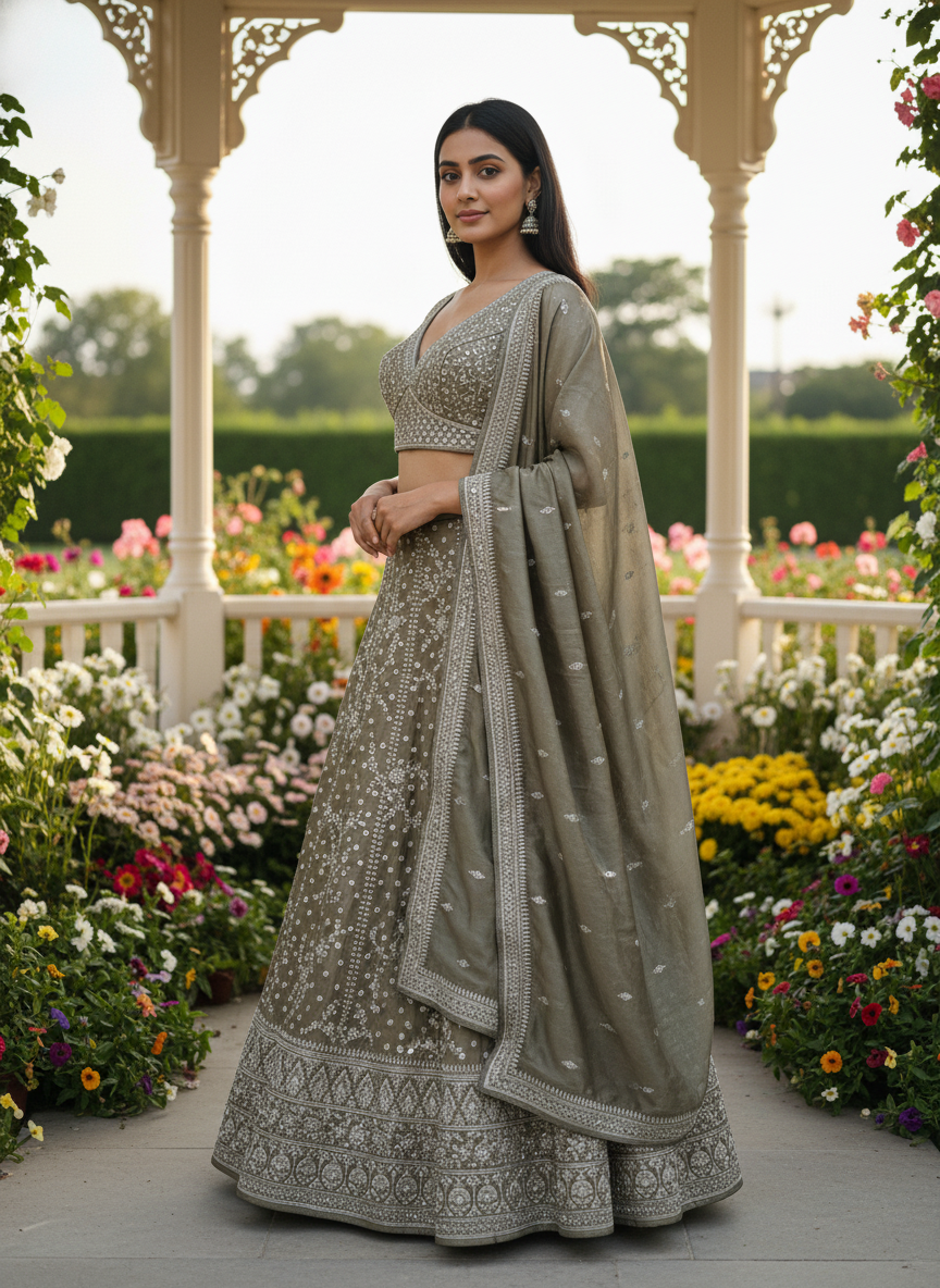 Emerald Silk Blouse with Zari Embroidery (42622)