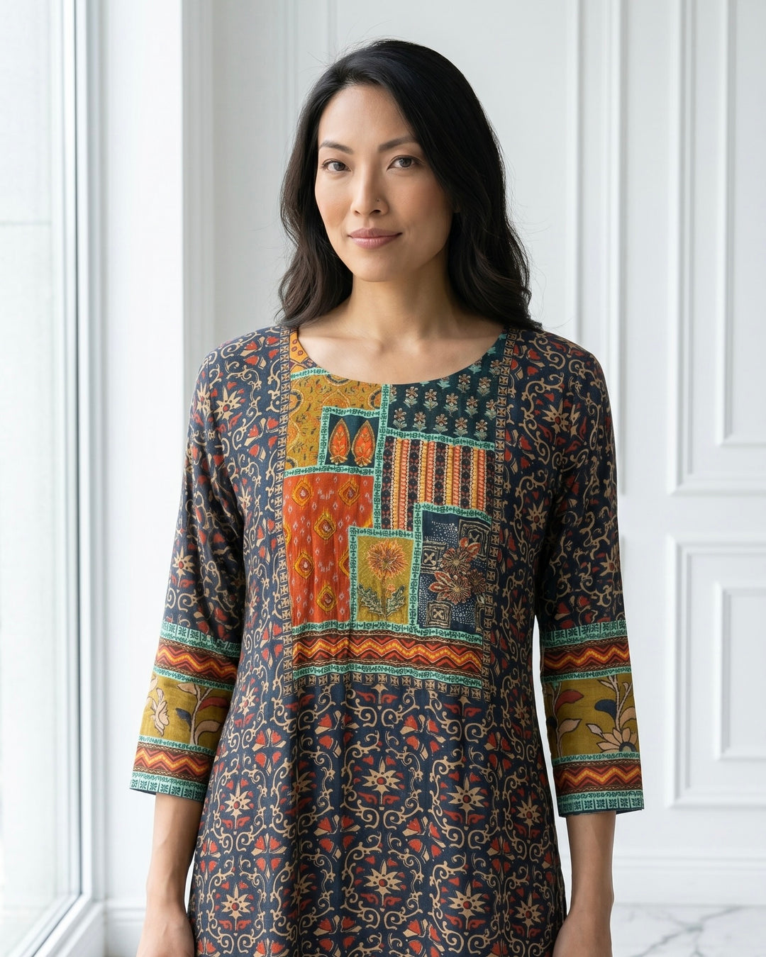Printed Embroidery Blue Silk Festive Ensemble (36983)