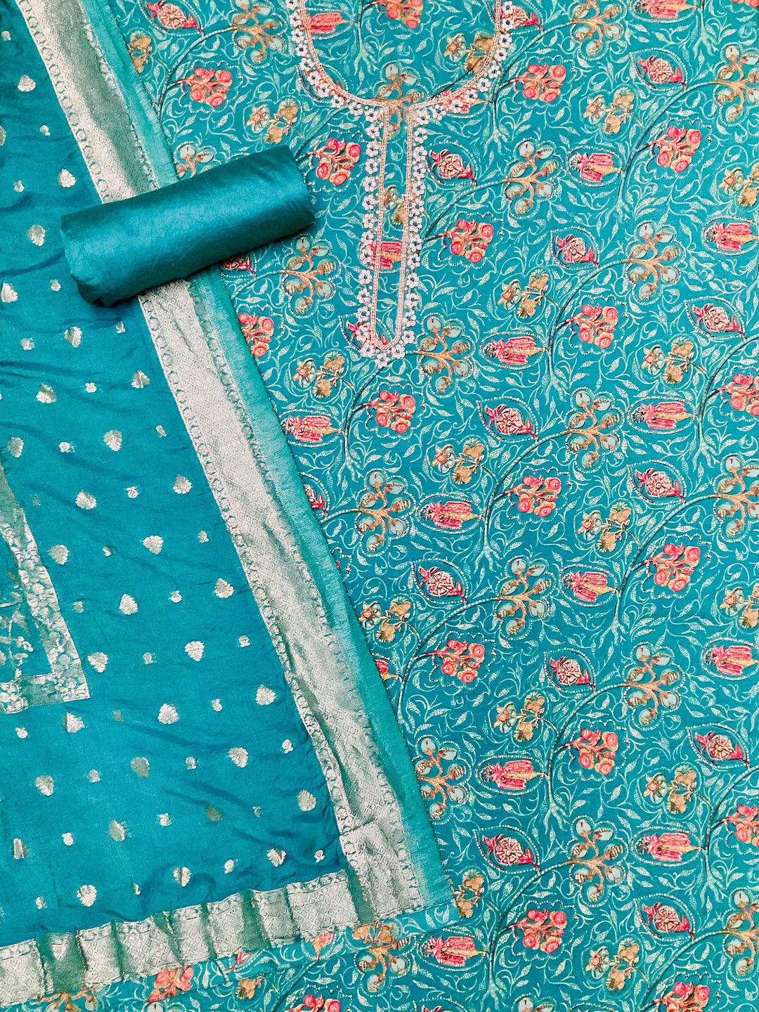 Chanderi Silk Embroidered Unstiched Suit (46927)