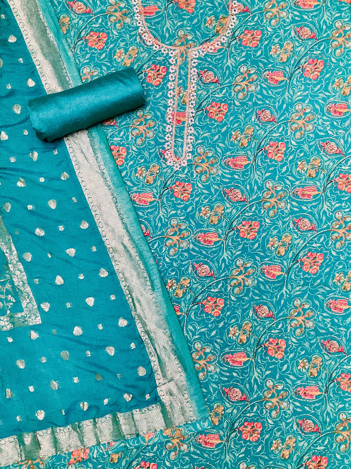 Chanderi Silk Embroidered Unstiched Suit (46927)