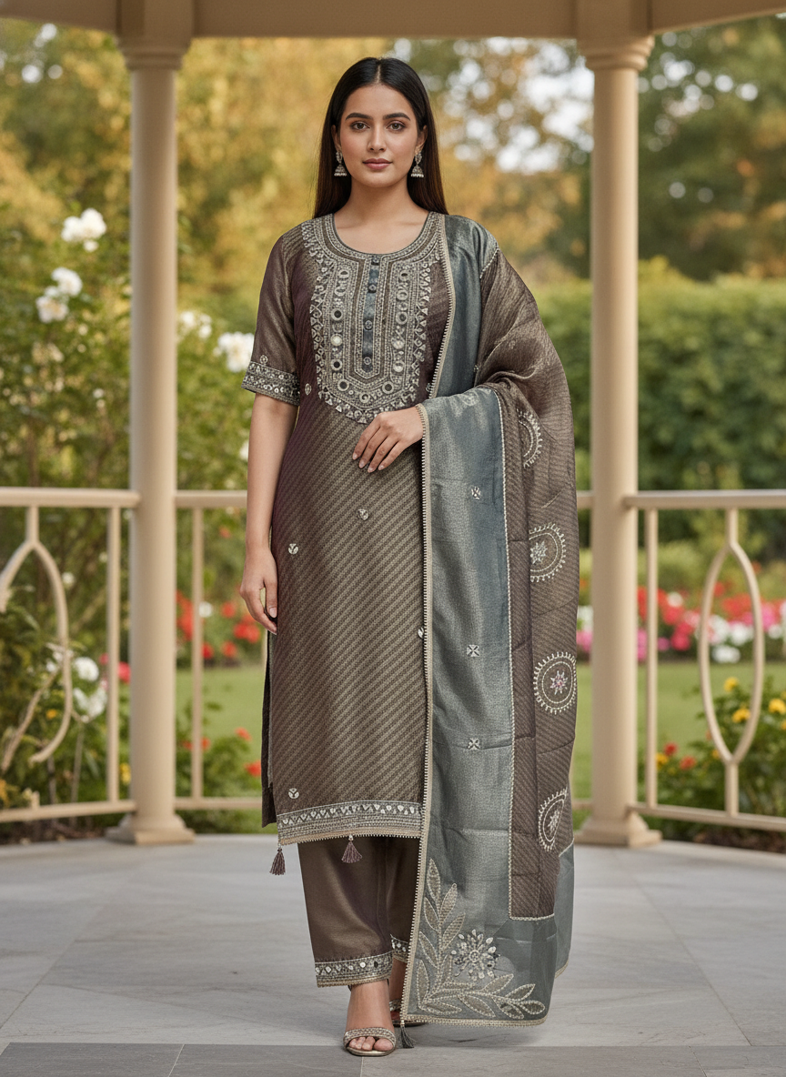 Embroidered Organza Festive Unstitched Ensemble (59458)