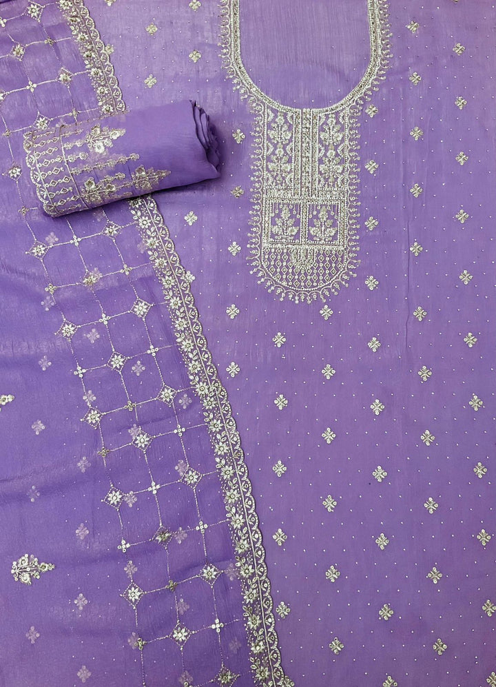 Chinnon Embroidered Unstiched Suit (45542)