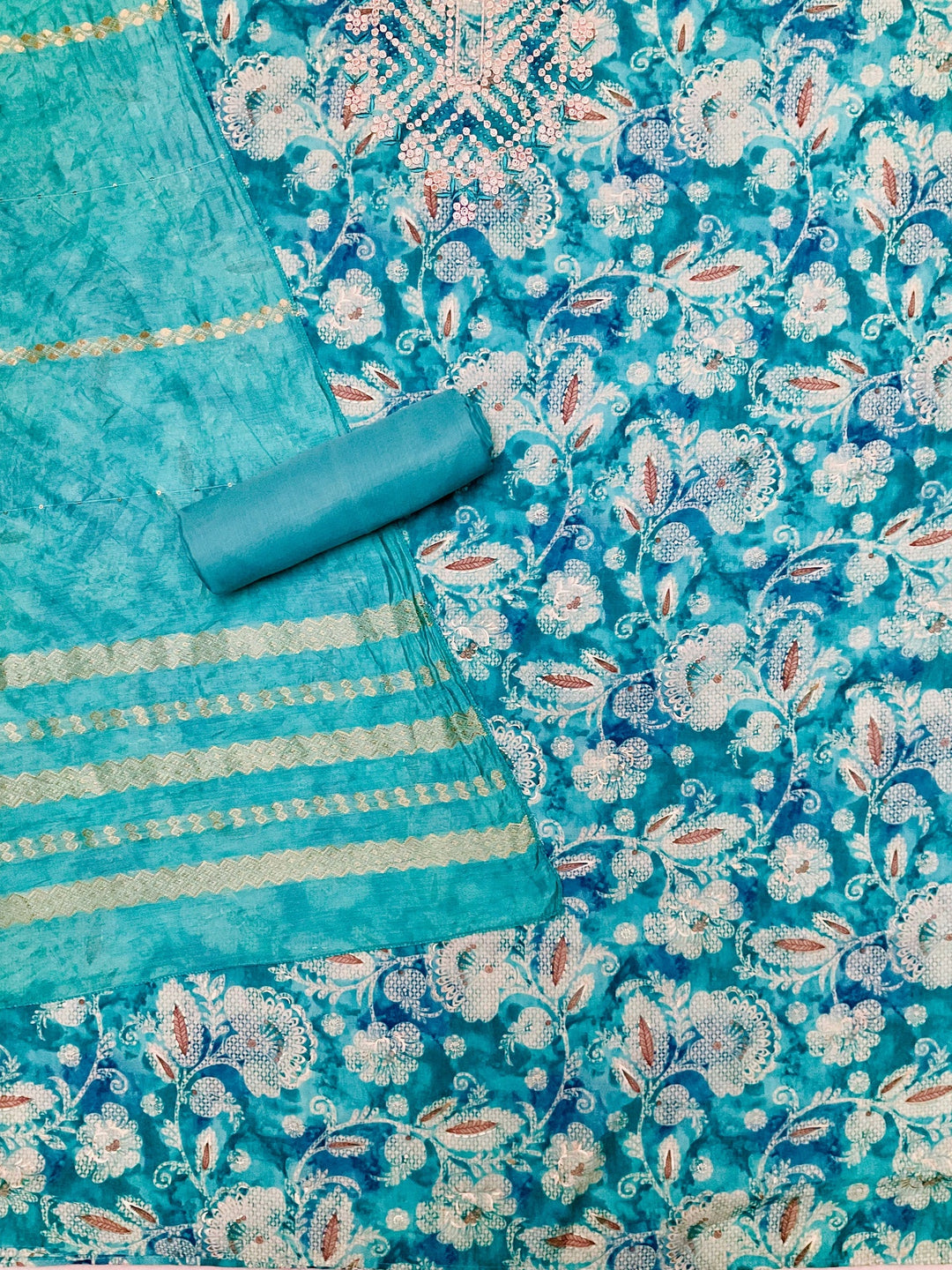 Muslin Embroidered Unstiched Suit (46936)