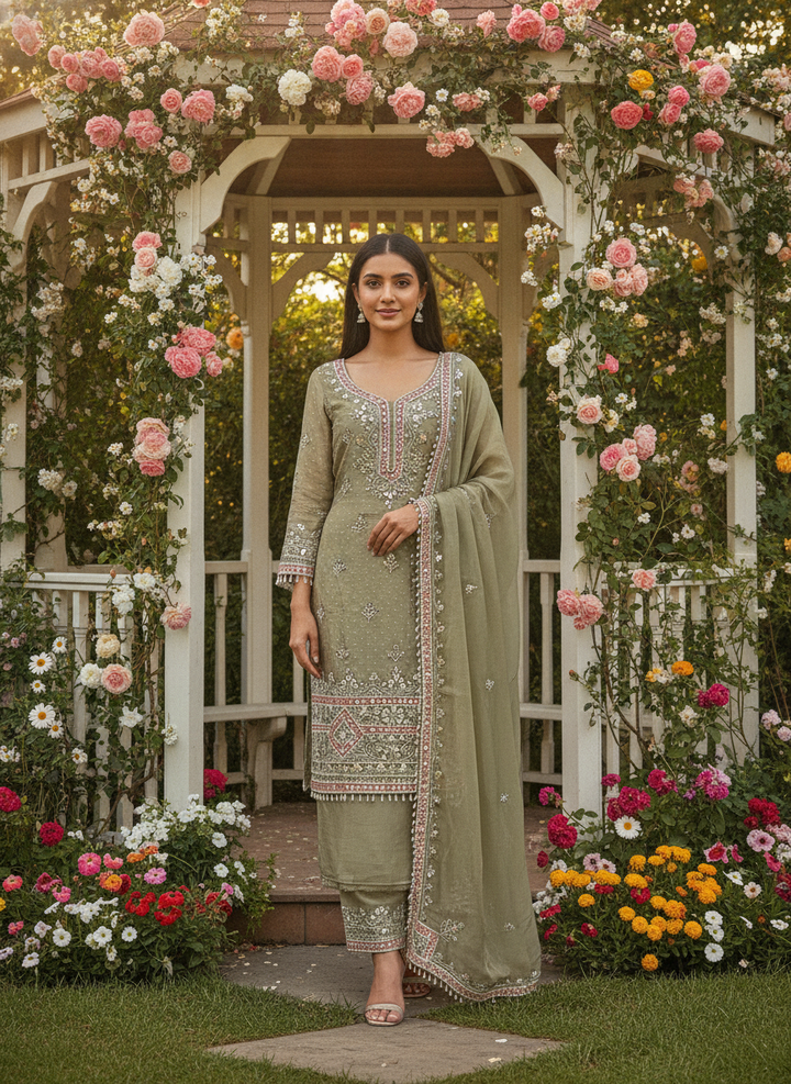 Embroidered Organza Festive Unstitched Ensemble (59463)