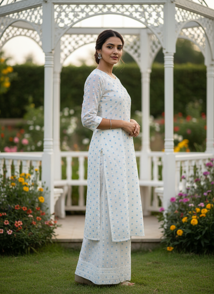 Pristine White Cotton with Allover Embroidery (54425)
