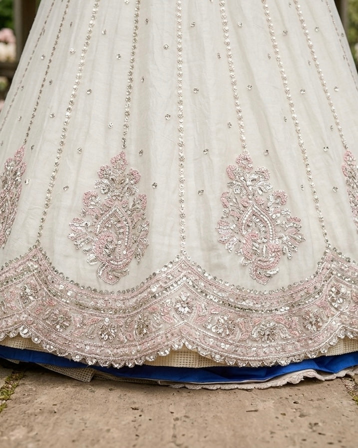 Cream Organza Embroidered Dupatta Heritage Elegance (54512)