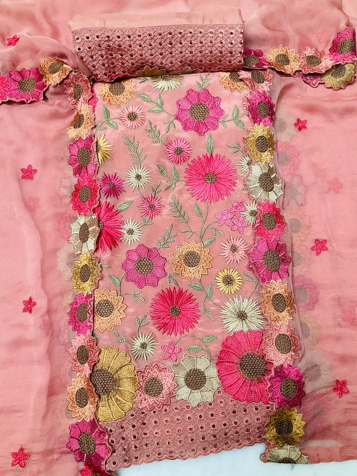 Art Silk Embroidered Unstitched Suit (49470)