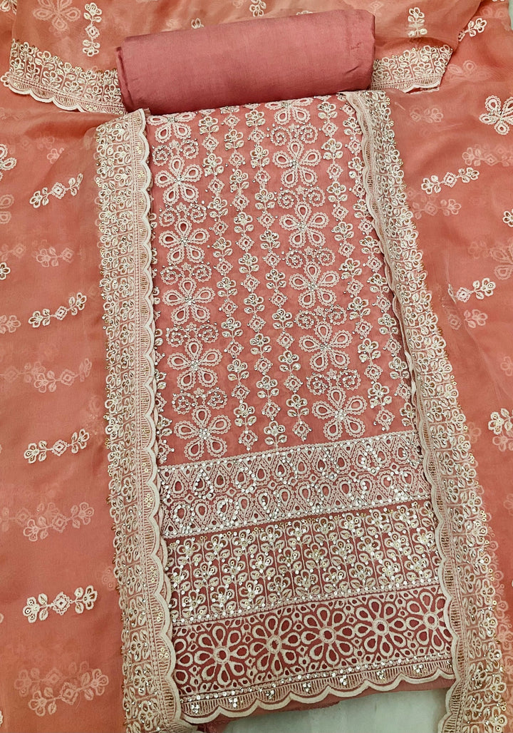 Chiffon Embroidered  Unstitched Salwar Suit (45352)