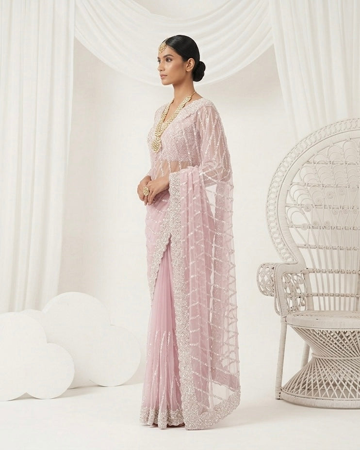 Cream Net Embroidered Dupatta Elegance (54599)