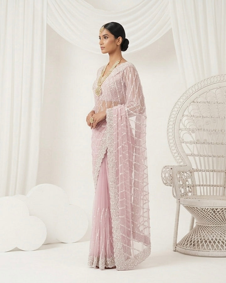 Cream Net Embroidered Dupatta Elegance (54599)