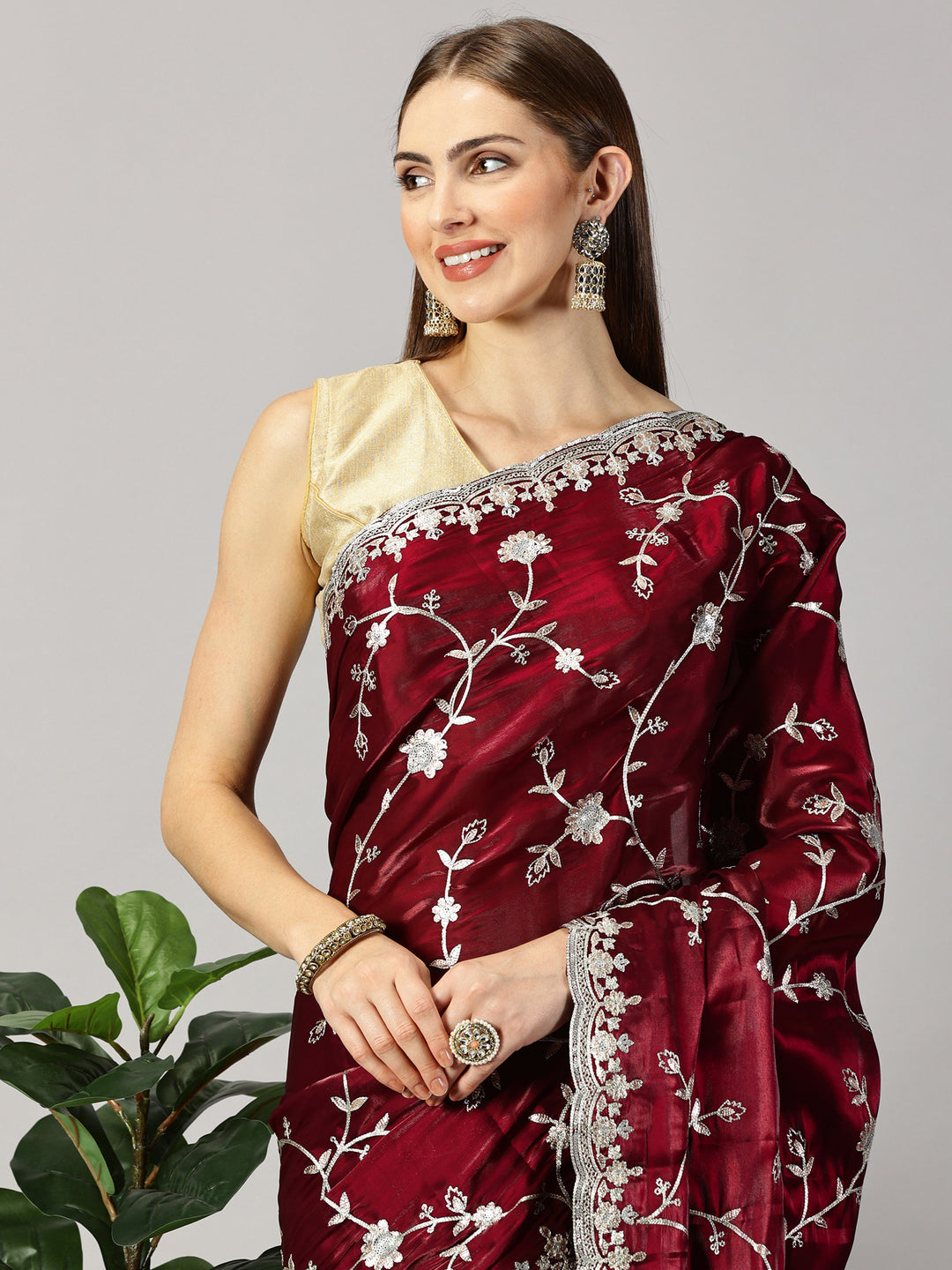 Organza Embroidered Saree