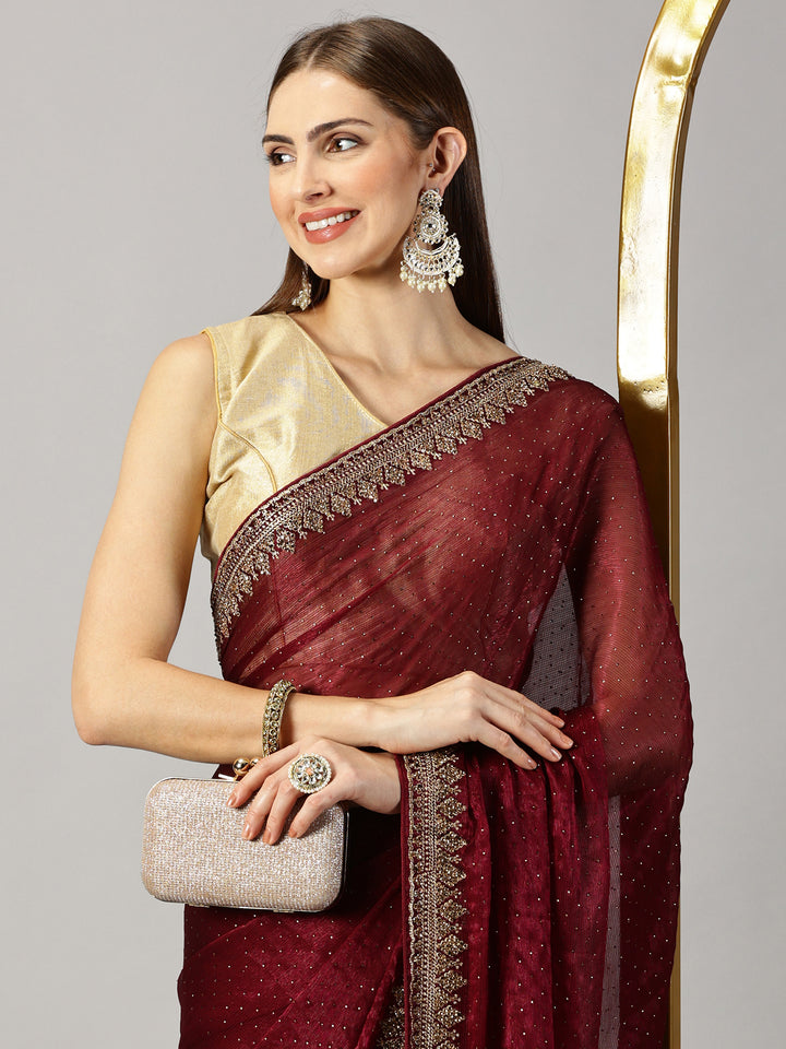 Chiffon Stone Embroidered Saree