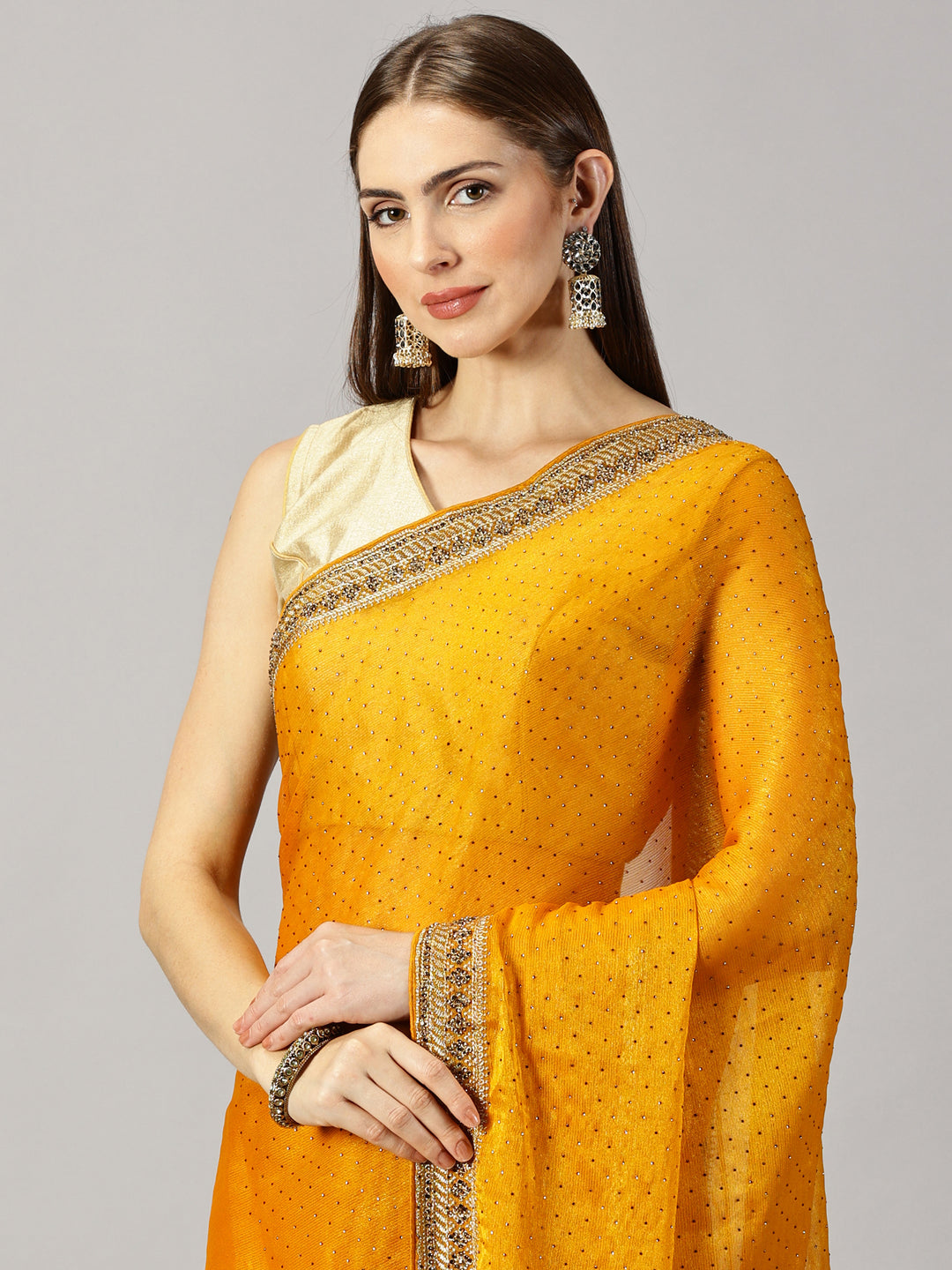 Chiffon Stone Embroidered Saree