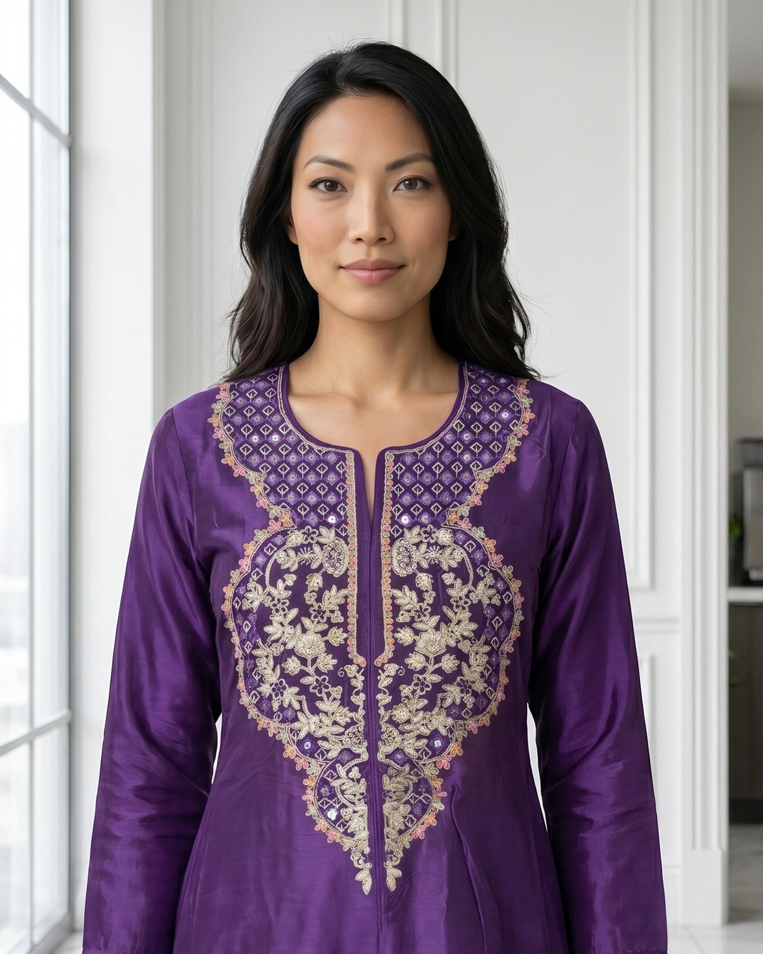 Purple Chinnon Embroidered Festive Ensemble (46967)