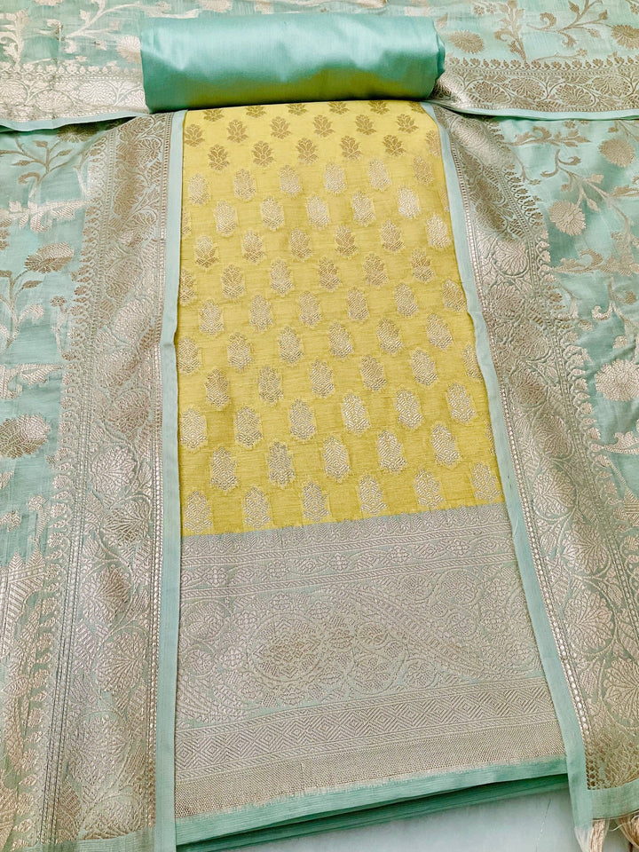 Woven Chanderi Silk Embroidered Unstiched Suit (46185)