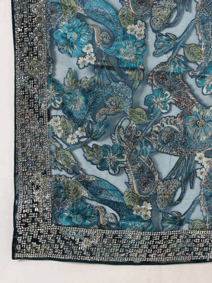 Madhubala - Organza Brasso Green Zari Embroidered Saree (27009)