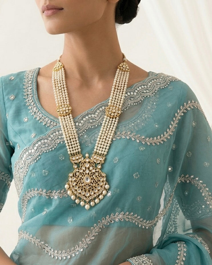 Emerald Organza Embroidered Elegance Saree (54586)