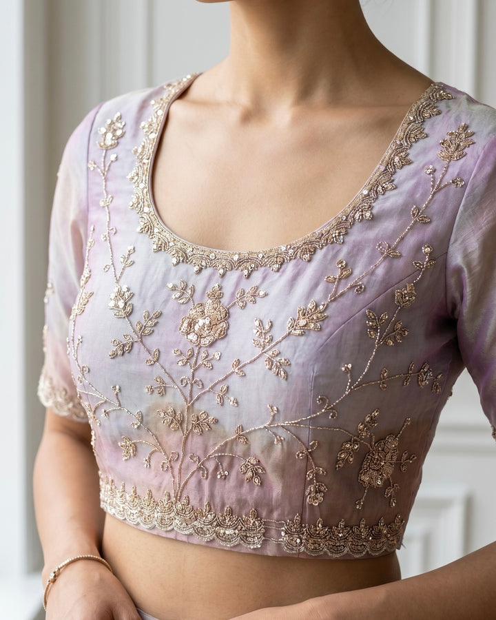 Lavender Organza Saree with Allover Embroidery (55116)