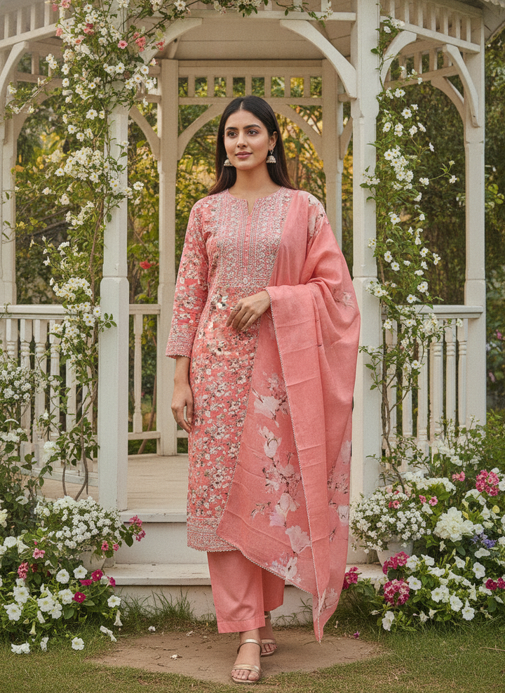 Embroidered Orange Cotton for Everyday Elegance (56803)