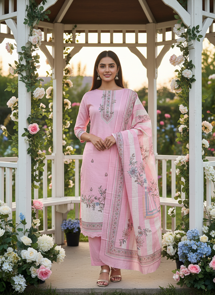 Pink Paisley Cotton Unstitched Everyday Elegance (52780)