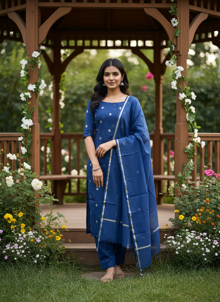 Woven Blue Chanderi for Everyday Elegance (53929)