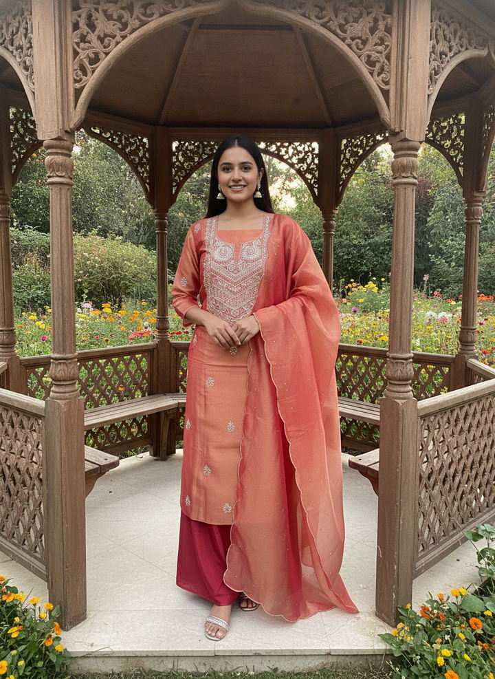 Marigold Tissue Embroidered Festive Unstitched Ensemble (58863)