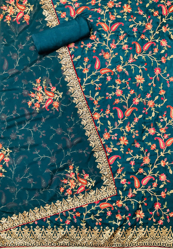 Uppada Silk Embroidered Unstitched Salwar Suit (43555)