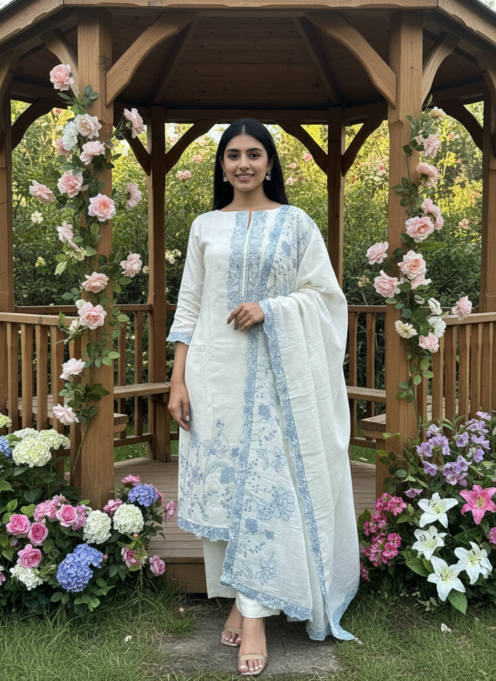 Embroidered Cream Linen for Effortless Elegance (55143)