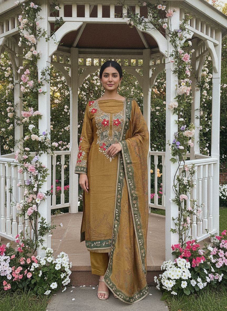 Embroidered Organza Unstitched Festive Ensemble (58809)