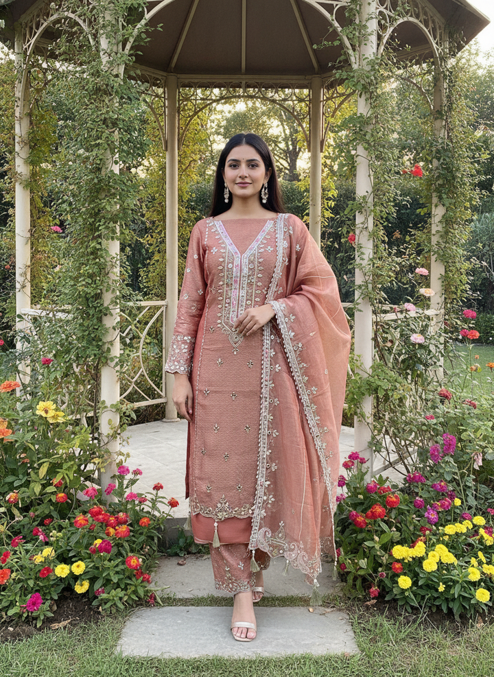 Embroidered Organza Festive Unstitched Ensemble (59453)