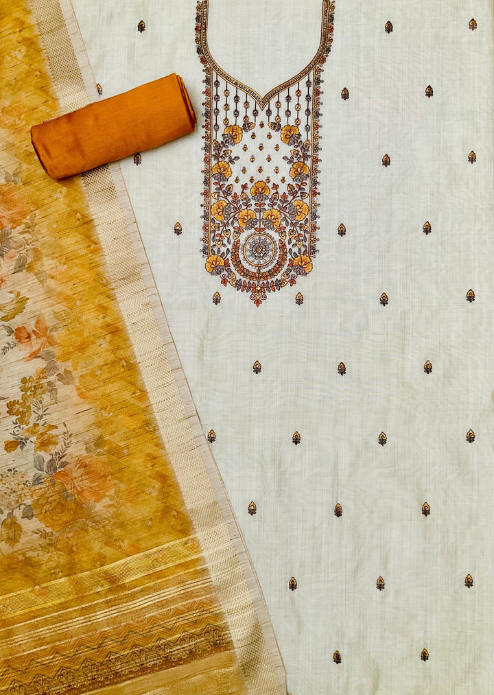 Chanderi Embroidered Unstitched Suit (45333)