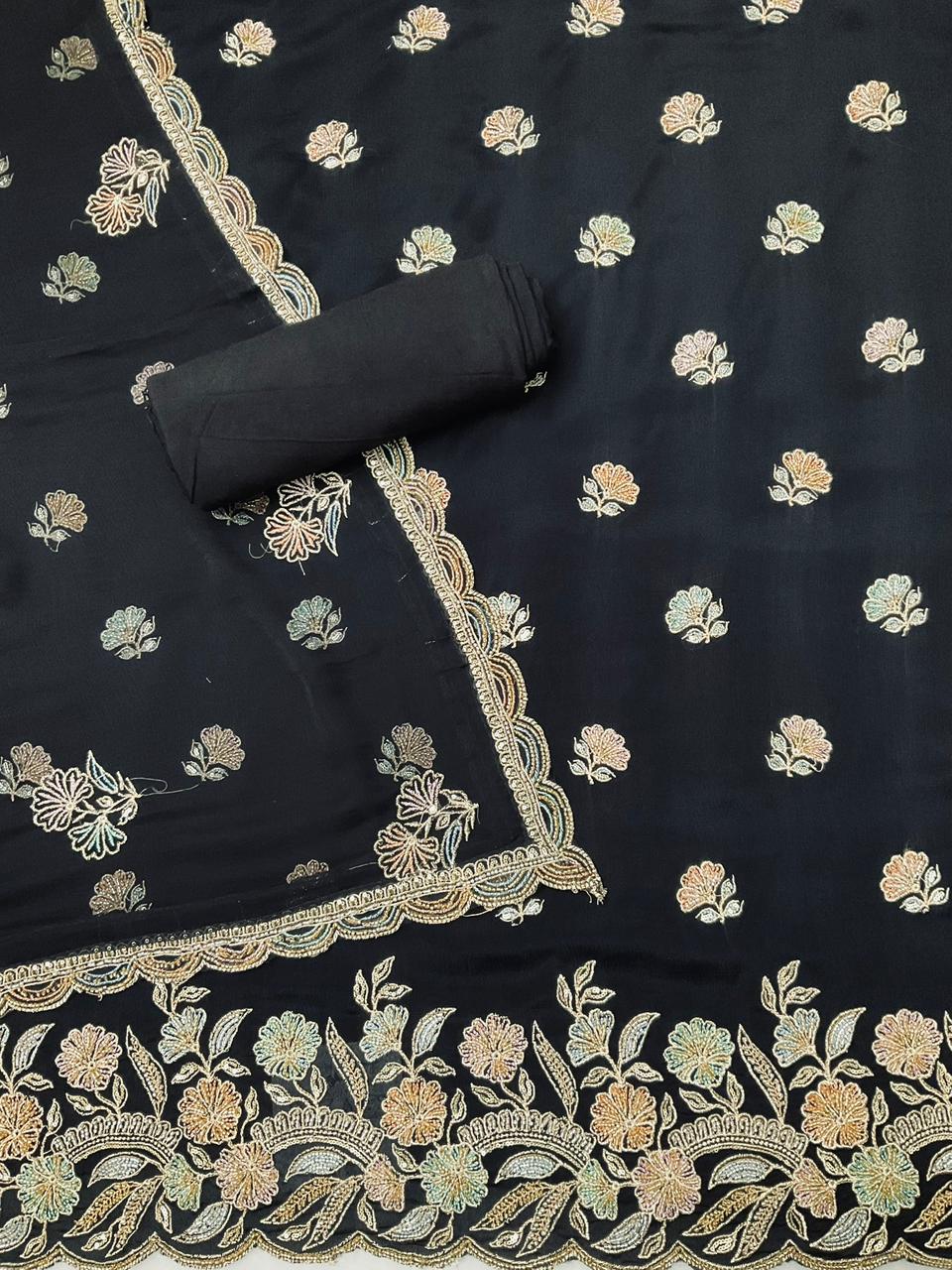 Chinnon Embroidered Unstiched Suit (45465)