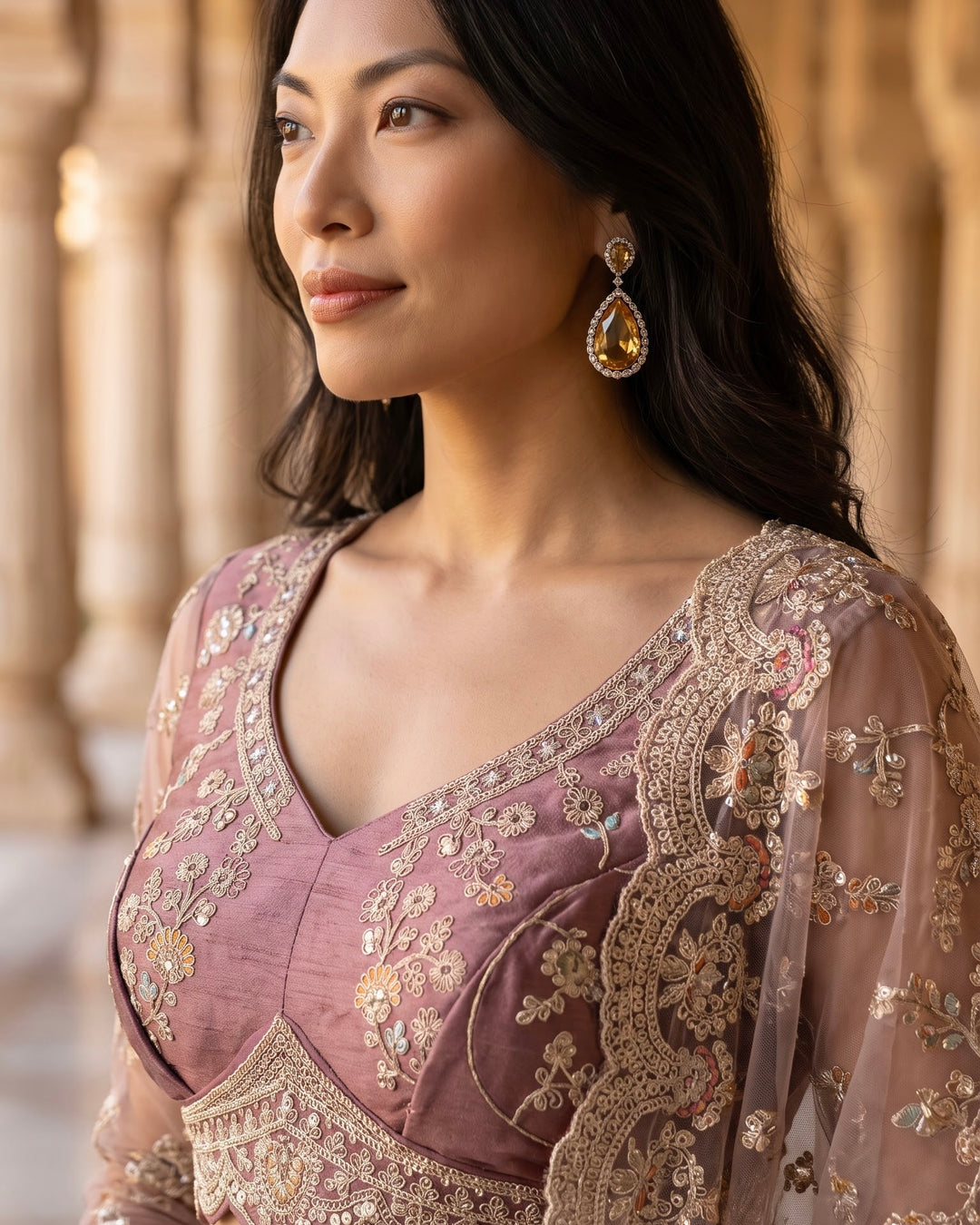 Lavender Silk Embroidered Dupatta Heritage Elegance (54560)