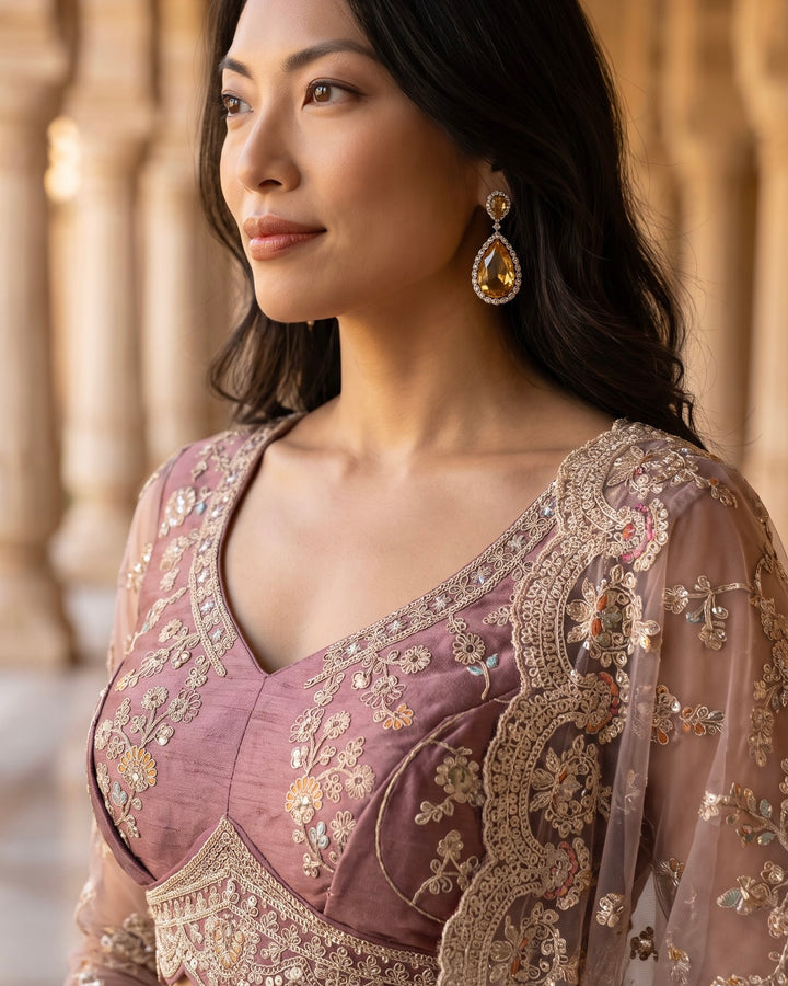 Lavender Silk Embroidered Dupatta Heritage Elegance (54560)