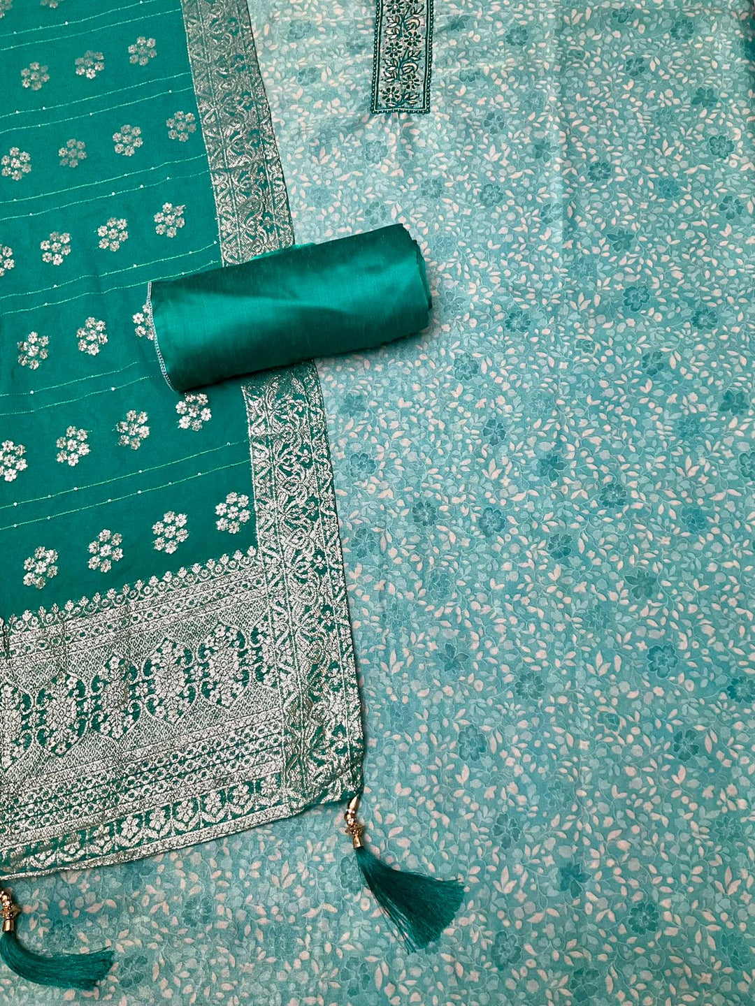 Chanderi Embroidered Unstiched Suit (45335)