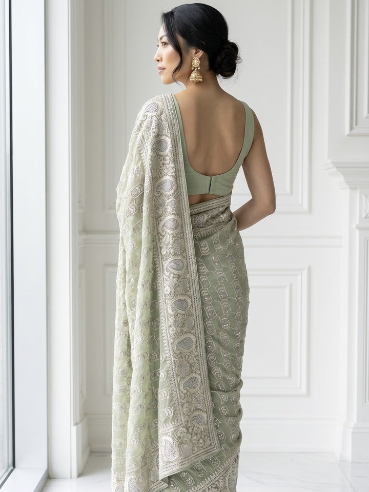 Embroidered Georgette Festive Drape Collection (33937)