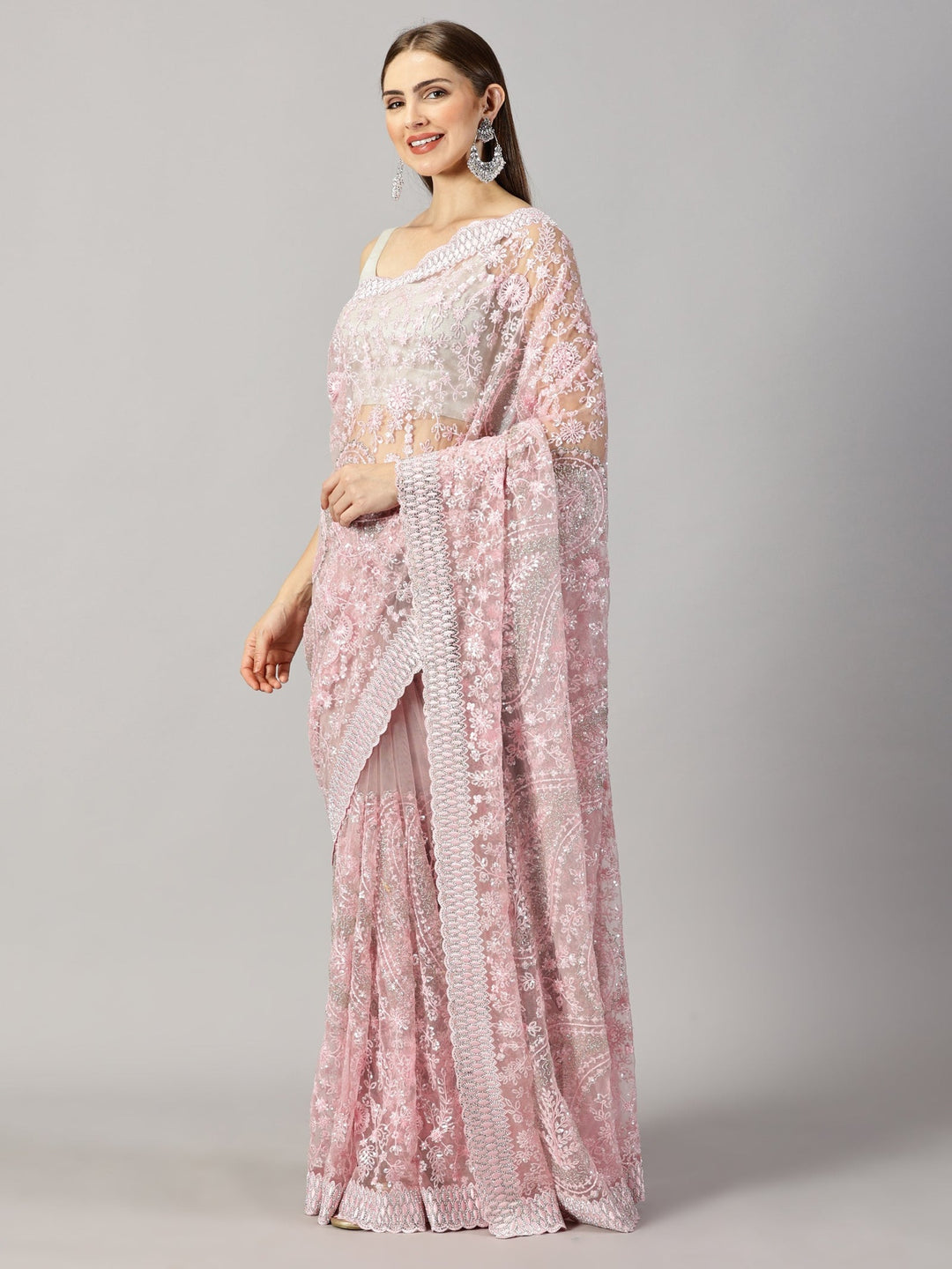 Myra - Net Sequence Work Embroidered Saree (33818)