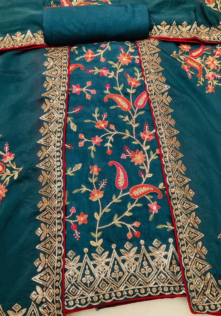 Uppada Silk Embroidered Unstitched Salwar Suit (43555)
