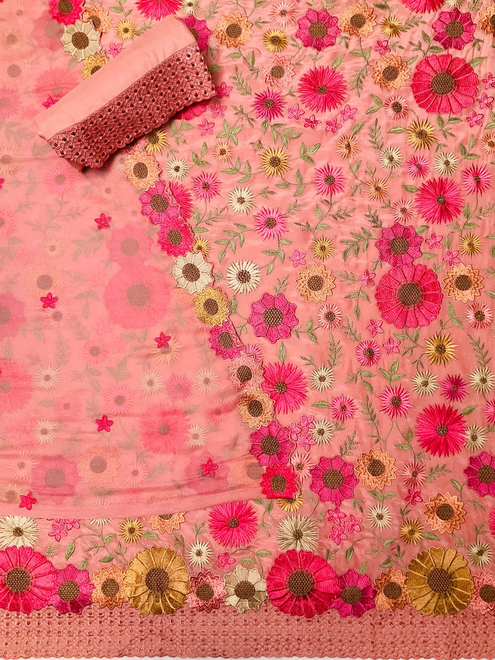 Art Silk Embroidered Unstitched Suit (49470)