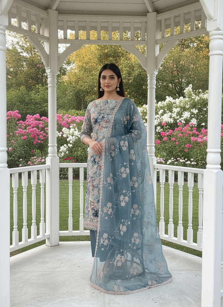 Embroidered Grey Cotton Unstitched Elegance (56899)