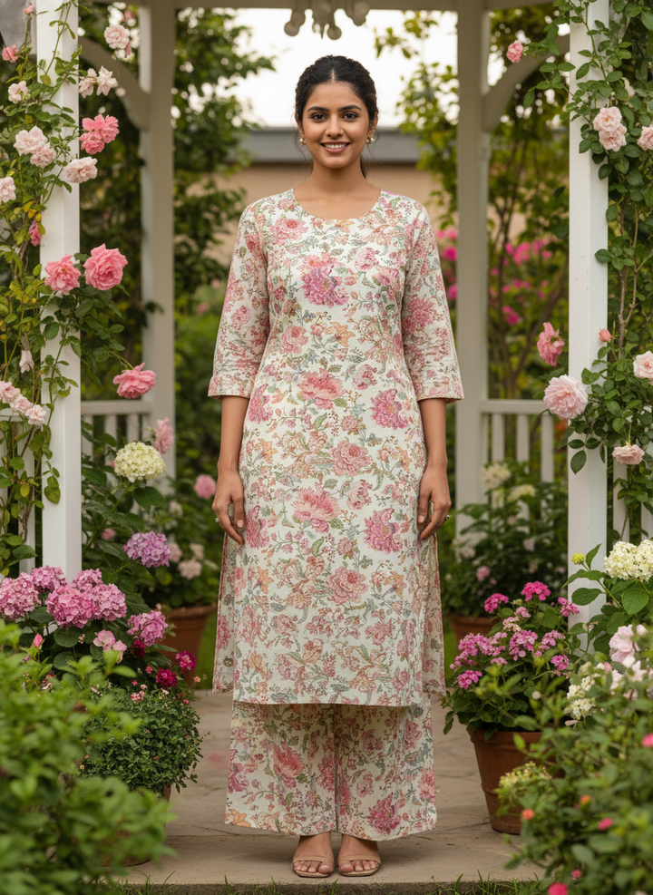 Cream Cotton Digital Print Everyday Elegance (54287)