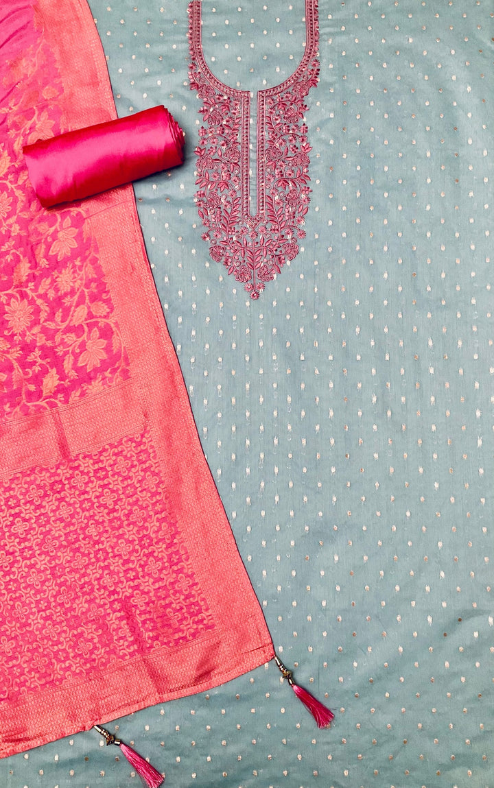Woven Chanderi Unstitched Suit (45330)